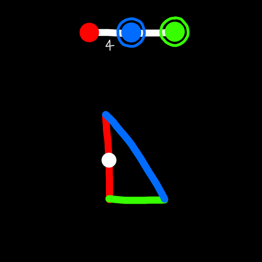 the 90-60-45 spherical space triangle domain of B3, with a white dot on the edge between the 90 degree corner and the 45 degree corner, and the diagram o4x3x above it